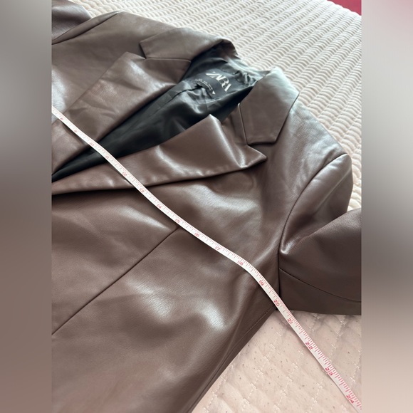 ZARA Faux Leather Blazer, Two Button Front, Pockets, Size S - Picture 6 of 12